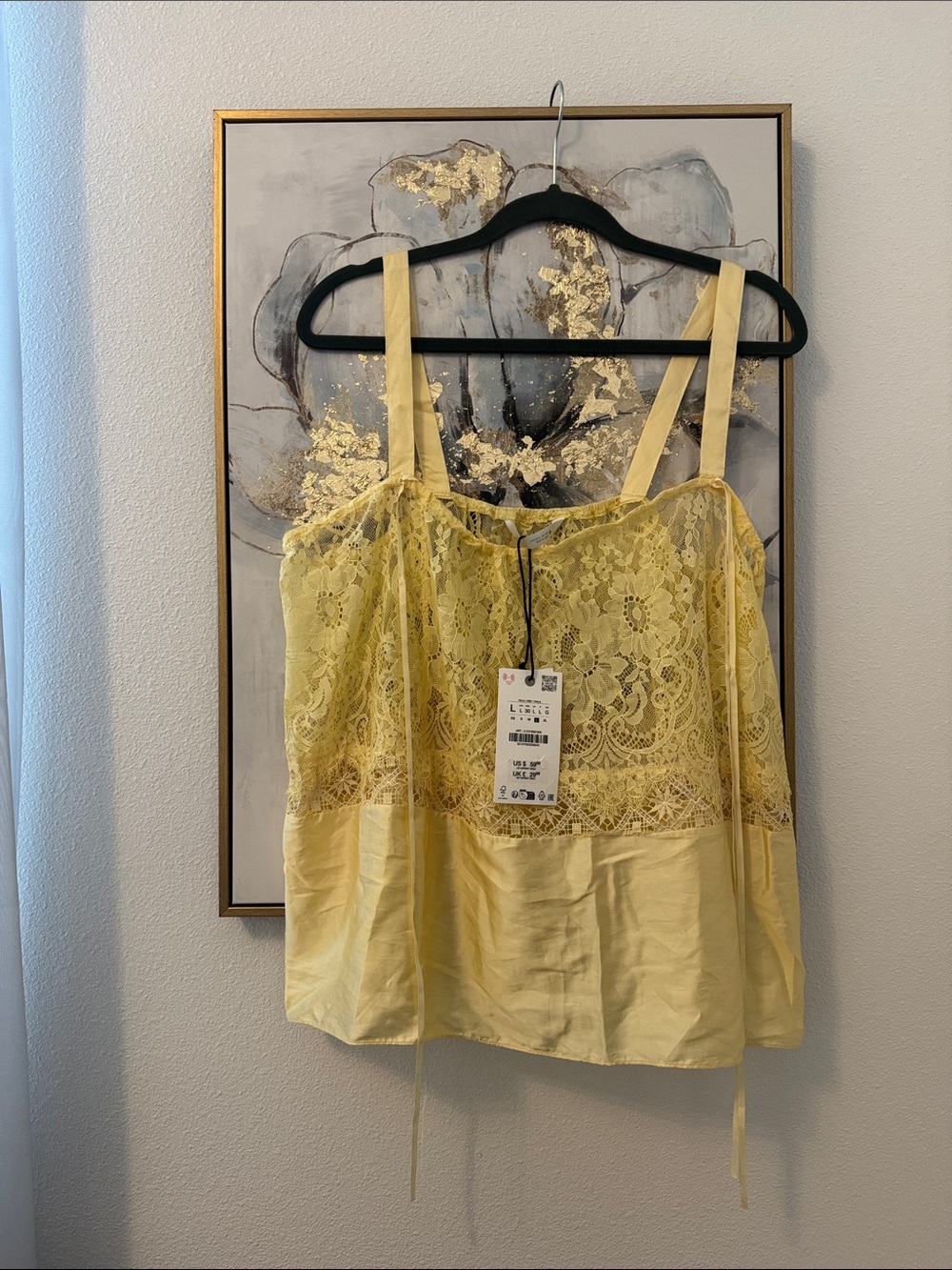 Zara Lace-Top Yellow Camisole